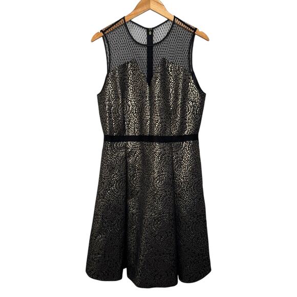 Draper James for Net-a-Porter Kara Dress 14 Gold Black Pleated Cocktail (NWT!) - Picture 6 of 15